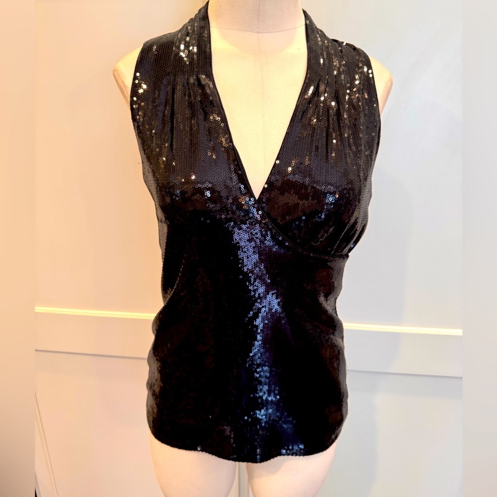 Black Sequin Sleeveless Top from White House black market velvet